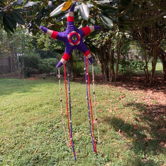 Starfish Star Starburst Shooting Star Yarn Beads Boho Wall dECOR 39” x 1… - Picture 8 of 9